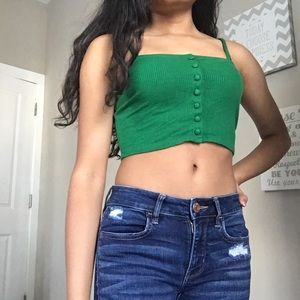 Green Cami Crop Top